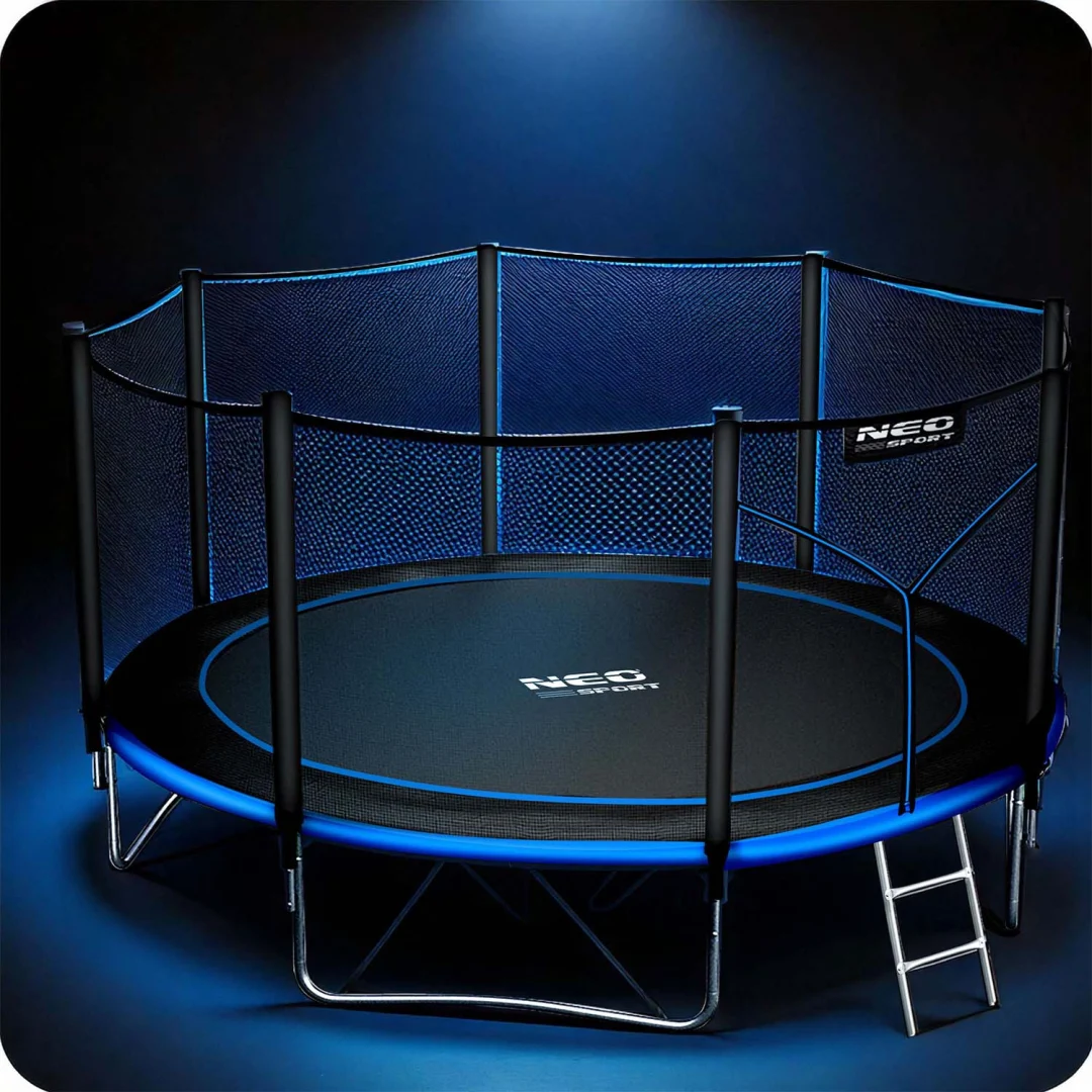 Vrtni trampolin Neo-Sport, Ø 374 cm (12 ft), vanjska mreža i ljestve, siva_5