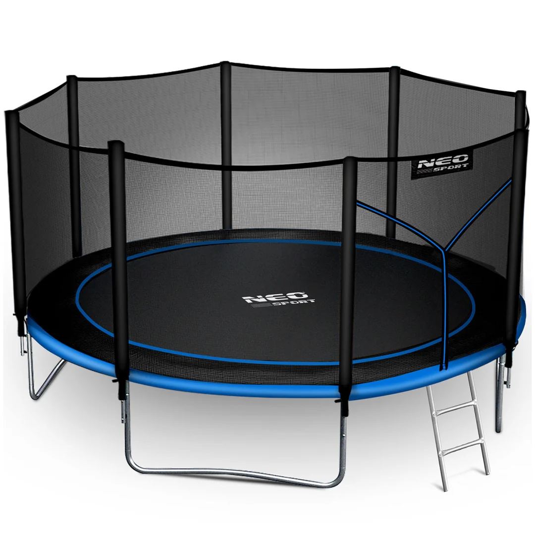 Vrtni trampolin Neo-Sport, Ø 374 cm (12 ft), vanjska mreža i ljestve, siva_8