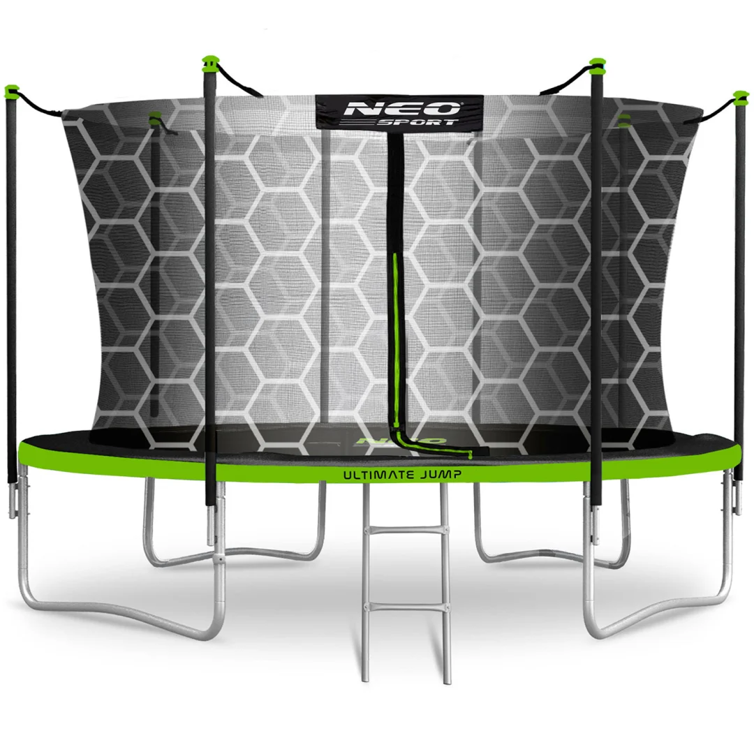 Vrtni trampolin Neo-Sport, Ø 404 cm (13 ft), unutarnja mreža i ljestve, siva, var. NS-13W231_1