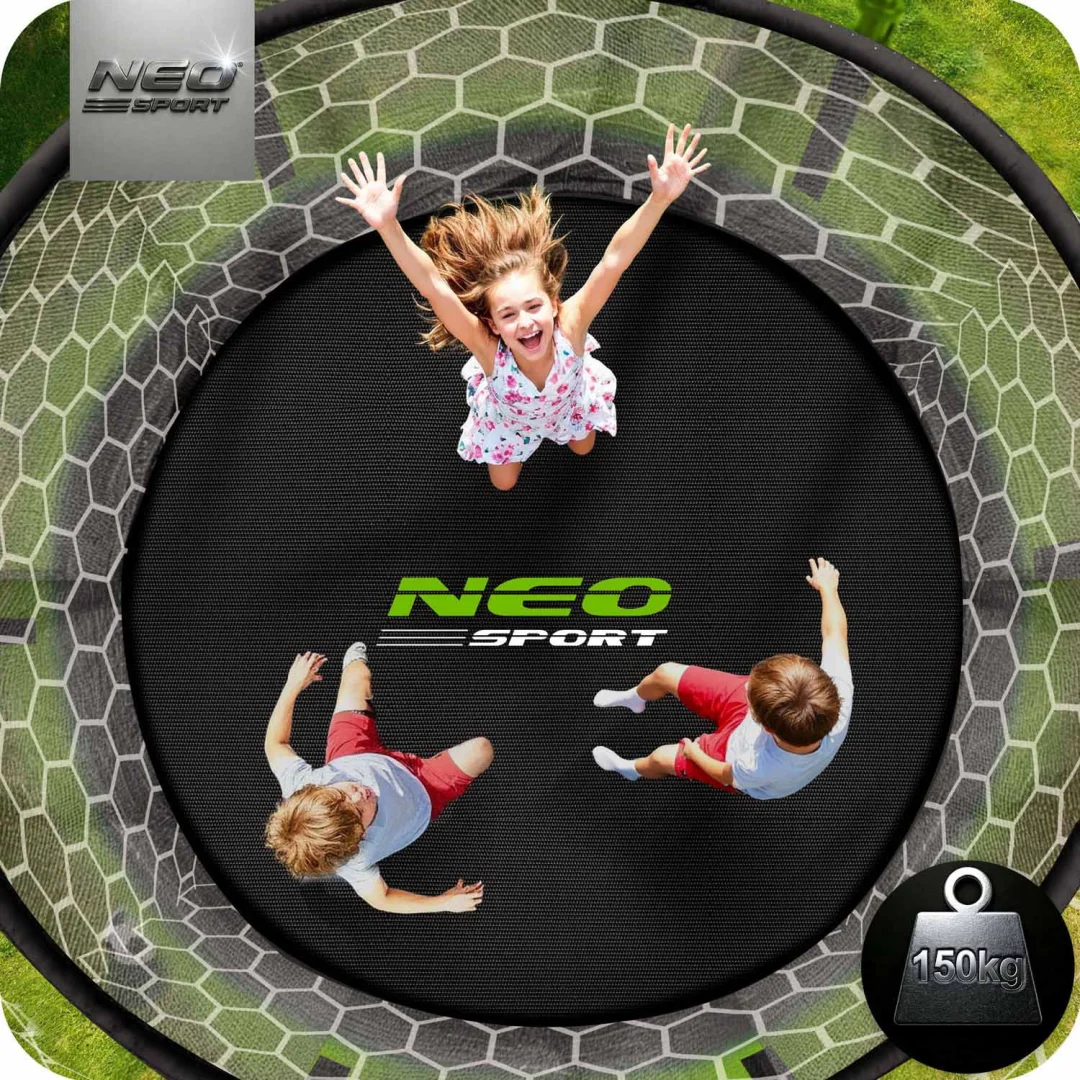 Vrtni trampolin Neo-Sport, Ø 404 cm (13 ft), unutarnja mreža i ljestve, siva, var. NS-13W231_3