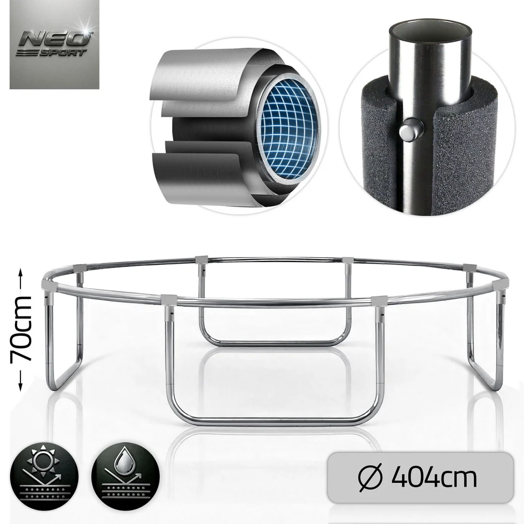 Vrtni trampolin Neo-Sport, Ø 404 cm (13 ft), unutarnja mreža i ljestve, siva, var. NS-13W231_7