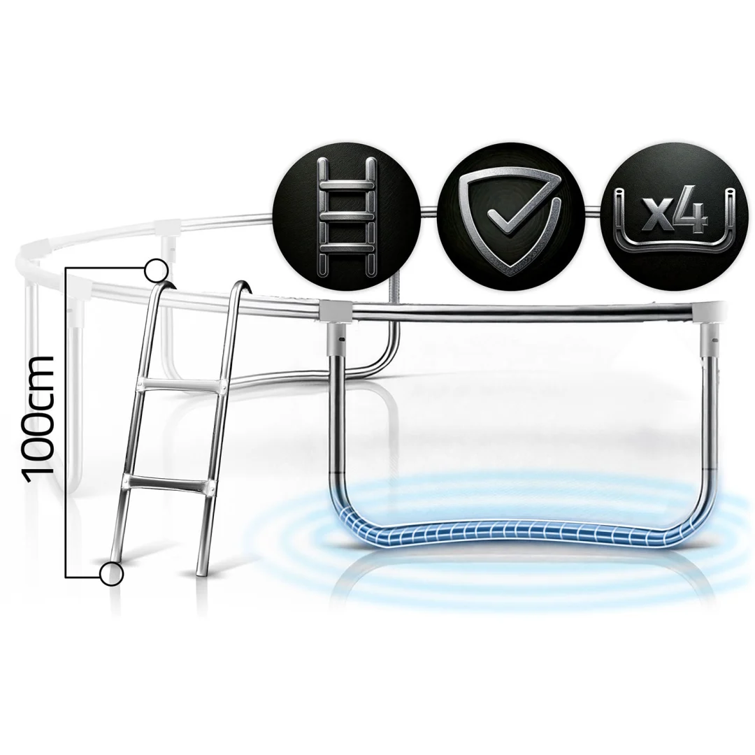 Vrtni trampolin Neo-Sport, Ø 404 cm (13 ft), unutarnja mreža i ljestve, siva, var. NS-13W231_9