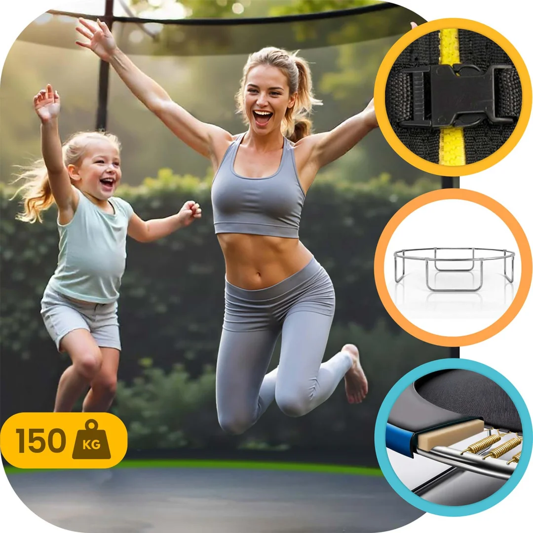 Vrtni trampolin Neo-Sport, Ø 404 cm (13 ft), unutarnja mreža i ljestve, siva, var. NS-13W241_10