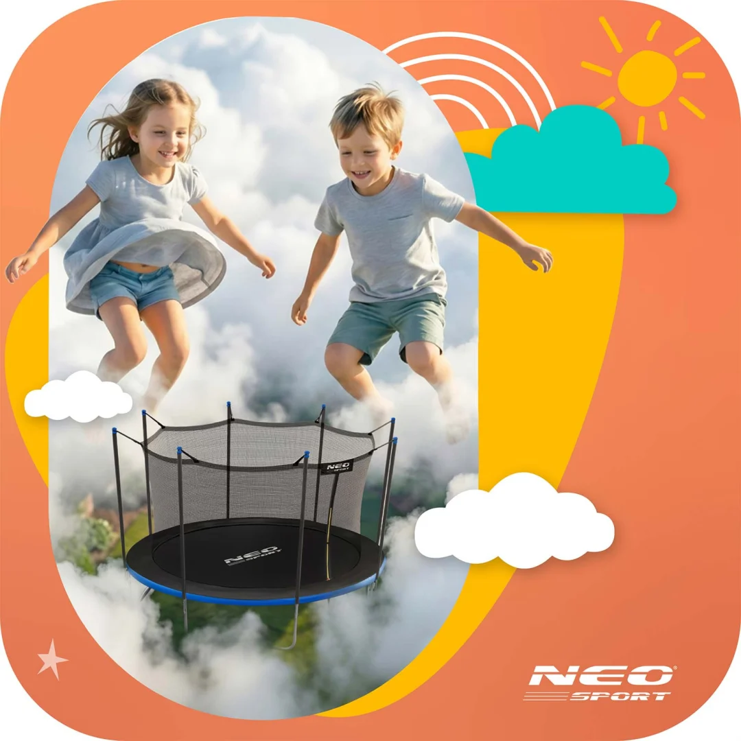Vrtni trampolin Neo-Sport, Ø 404 cm (13 ft), unutarnja mreža i ljestve, siva, var. NS-13W241_11