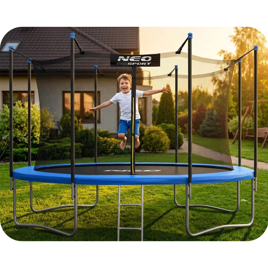 Vrtni trampolin Neo-Sport, Ø 404 cm (13 ft), unutarnja mreža i ljestve, siva, var. NS-13W241_12