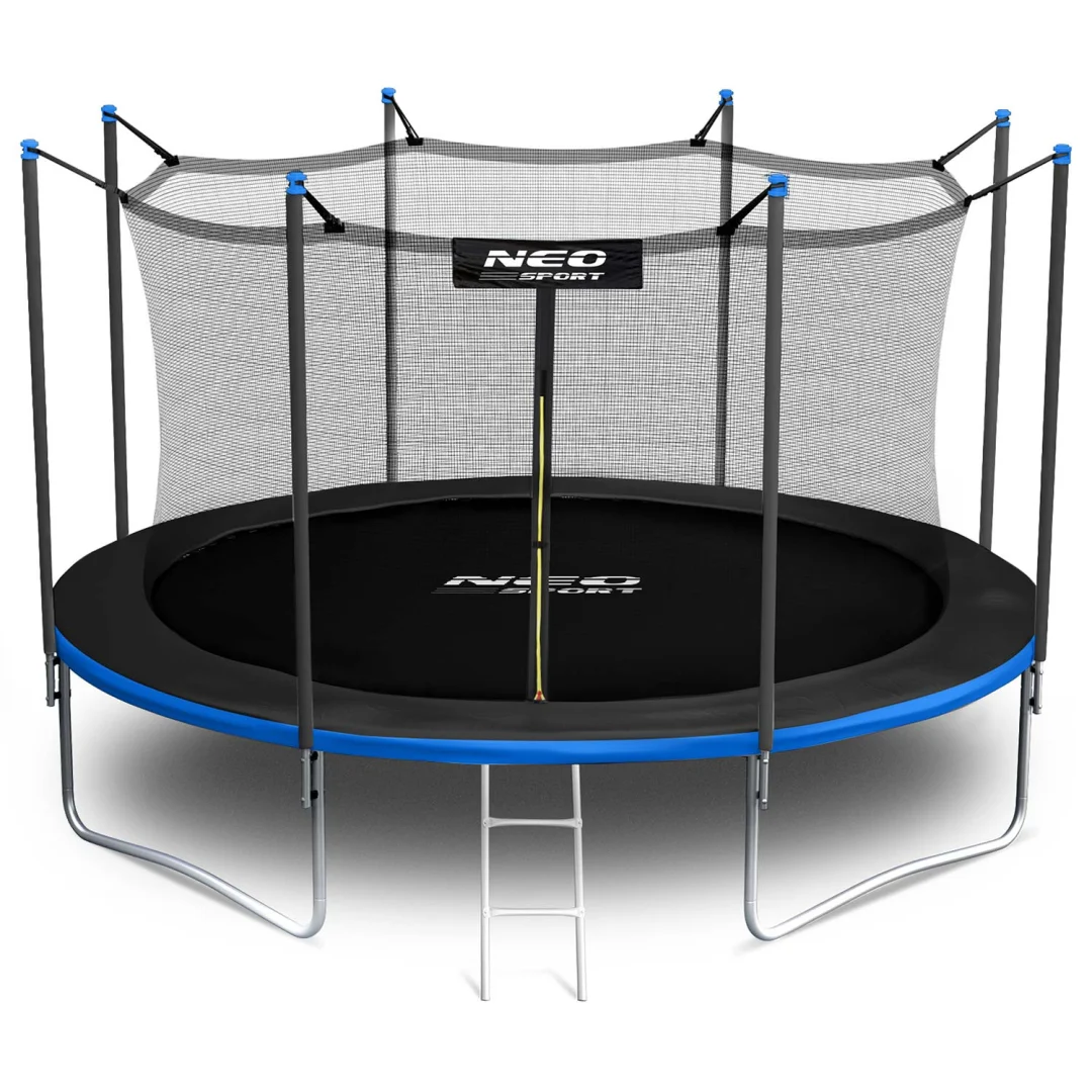 Vrtni trampolin Neo-Sport, Ø 404 cm (13 ft), unutarnja mreža i ljestve, siva, var. NS-13W241_13