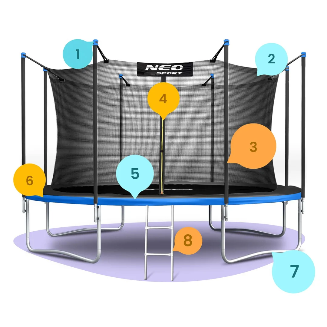 Vrtni trampolin Neo-Sport, Ø 404 cm (13 ft), unutarnja mreža i ljestve, siva, var. NS-13W241_6