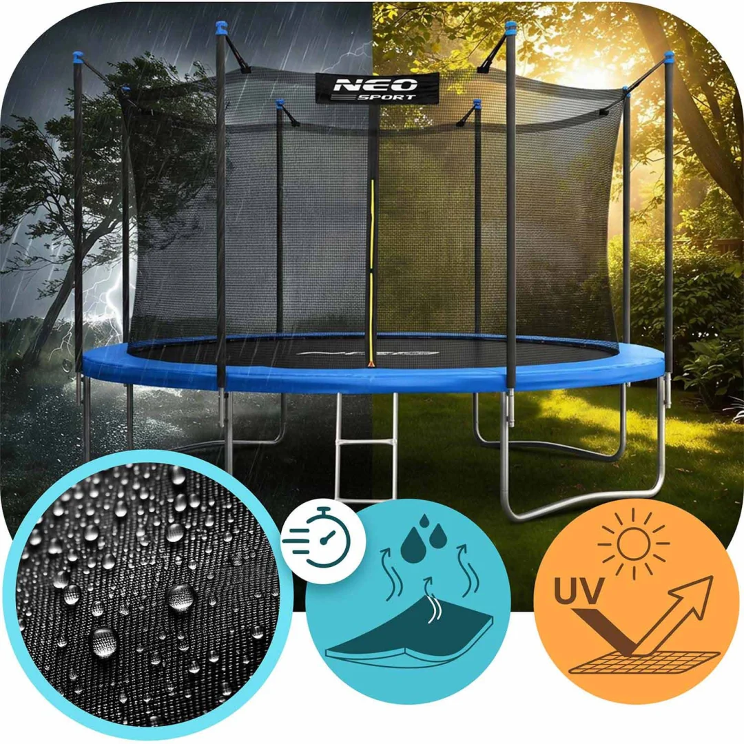 Vrtni trampolin Neo-Sport, Ø 404 cm (13 ft), unutarnja mreža i ljestve, siva, var. NS-13W241_7