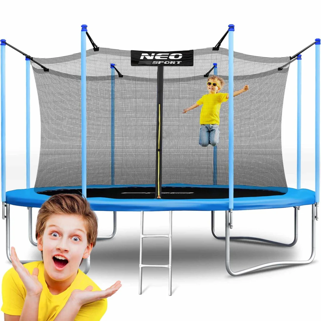 Vrtni trampolin Neo-Sport, Ø 404 cm (13 ft), unutarnja mreža i ljestve, siva_1