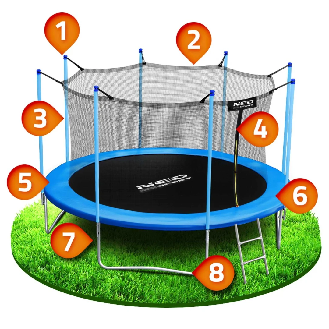Vrtni trampolin Neo-Sport, Ø 404 cm (13 ft), unutarnja mreža i ljestve, siva_10