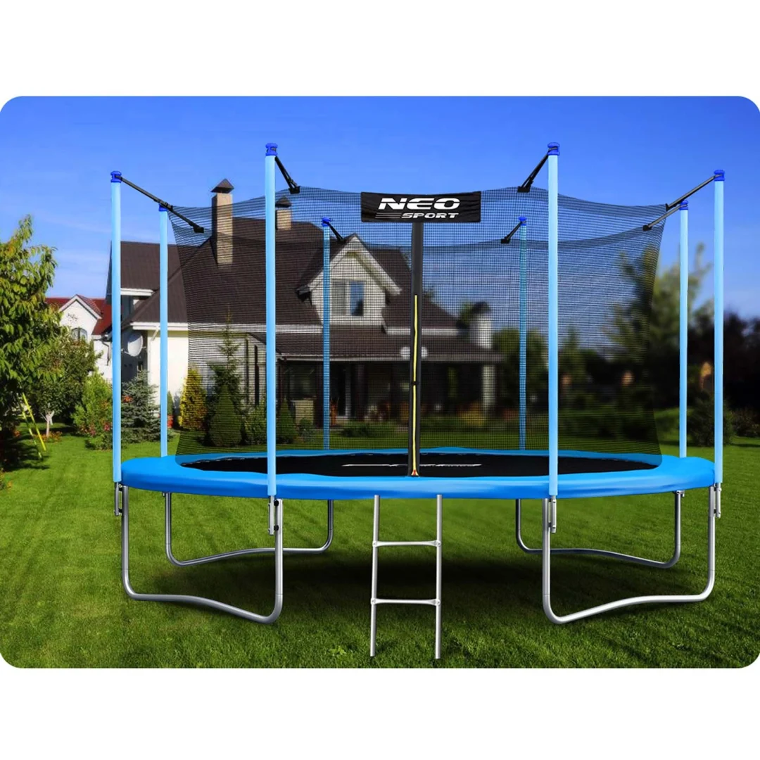 Vrtni trampolin Neo-Sport, Ø 404 cm (13 ft), unutarnja mreža i ljestve, siva_2