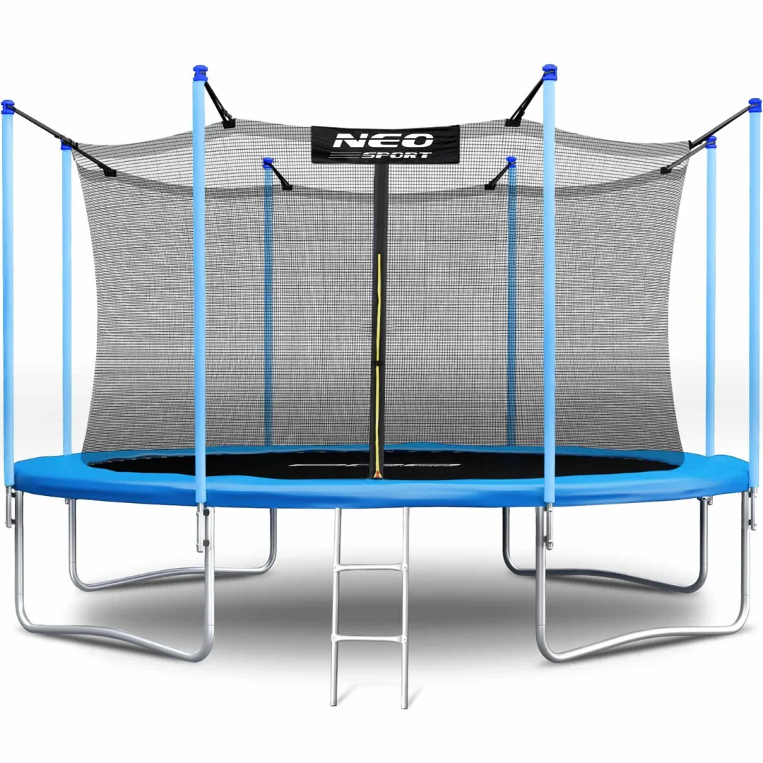 Vrtni trampolin Neo-Sport, Ø 404 cm (13 ft), unutarnja mreža i ljestve, siva_5