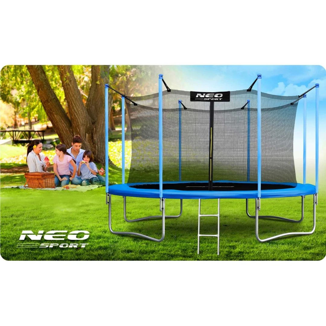 Vrtni trampolin Neo-Sport, Ø 404 cm (13 ft), unutarnja mreža i ljestve, siva_8