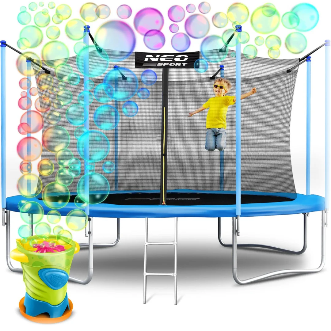 Vrtni trampolin Neo-Sport, Ø 404 cm (13 ft), unutarnja mreža, ljestve i stroj za mjehuriće_1