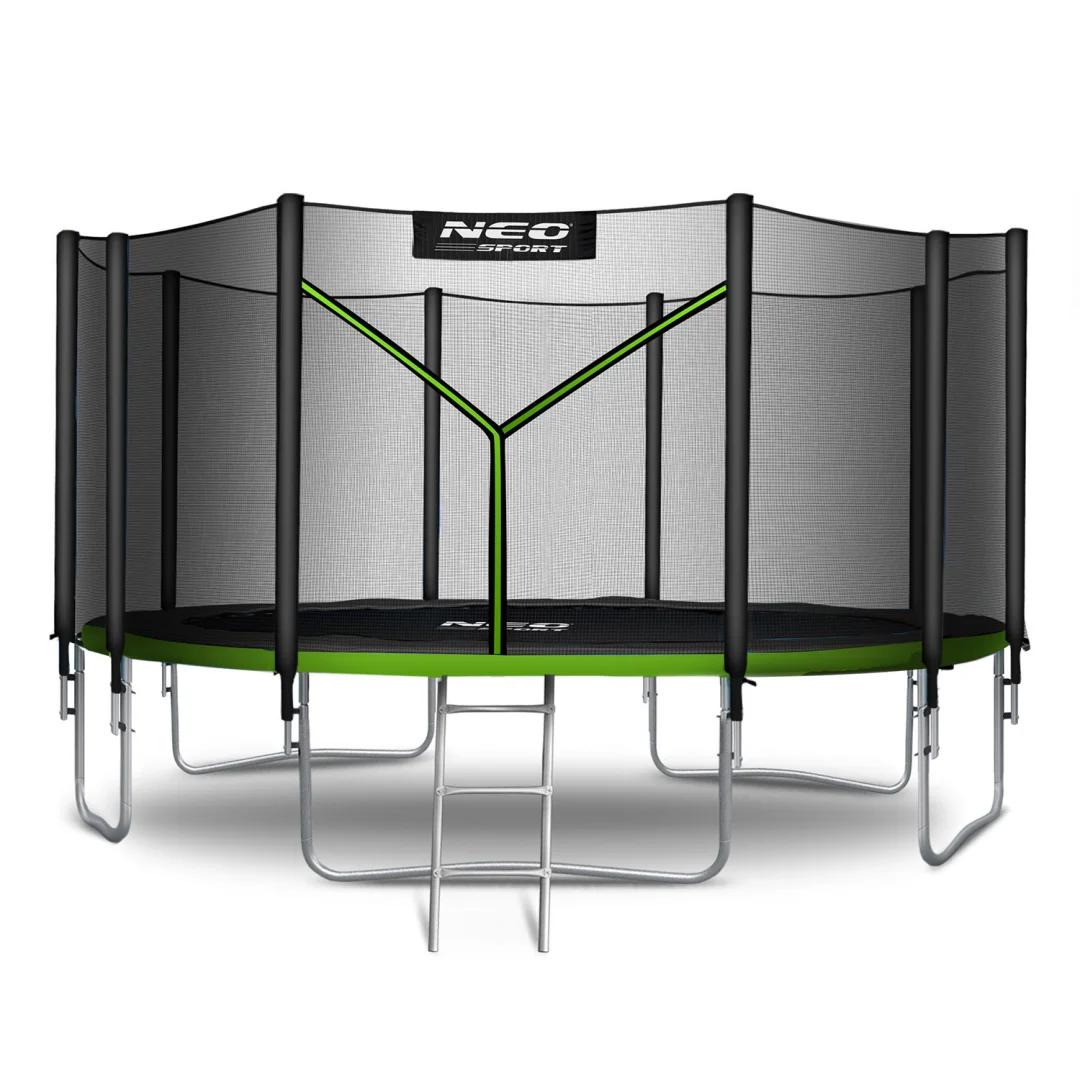 Vrtni trampolin Neo-Sport, Ø 465 cm (15 ft), vanjska mreža i ljestve, siva, var. NS-15Z231_1