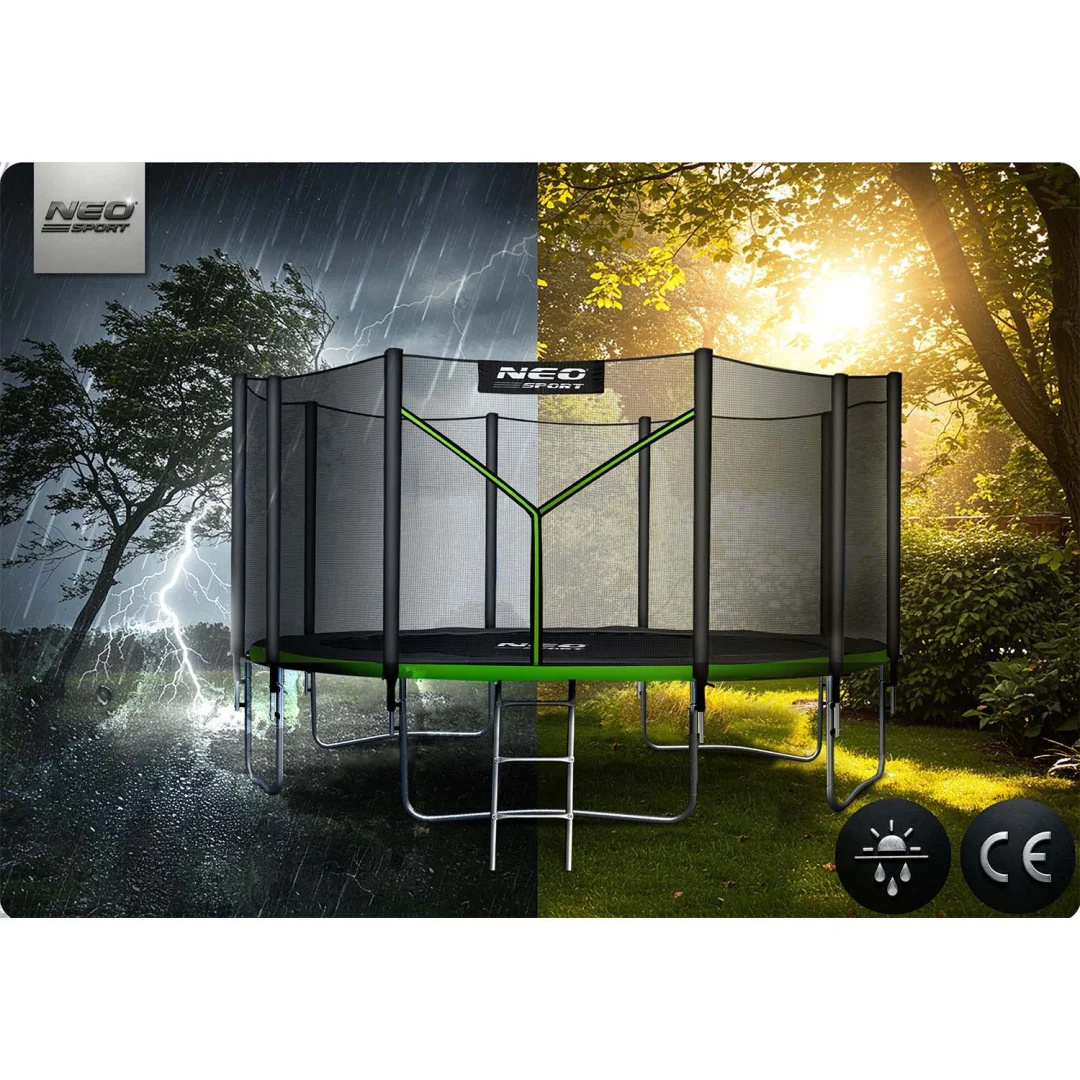 Vrtni trampolin Neo-Sport, Ø 465 cm (15 ft), vanjska mreža i ljestve, siva, var. NS-15Z231_10