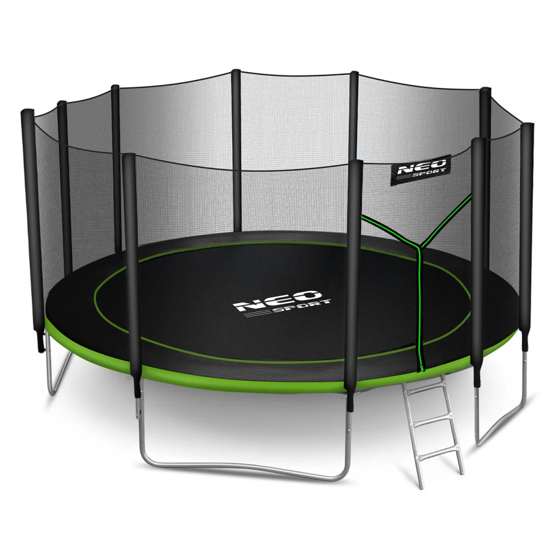 Vrtni trampolin Neo-Sport, Ø 465 cm (15 ft), vanjska mreža i ljestve, siva, var. NS-15Z231_2