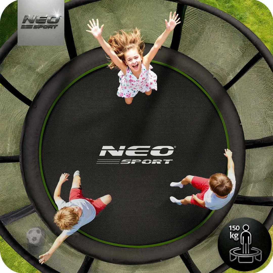 Vrtni trampolin Neo-Sport, Ø 465 cm (15 ft), vanjska mreža i ljestve, siva, var. NS-15Z231_3