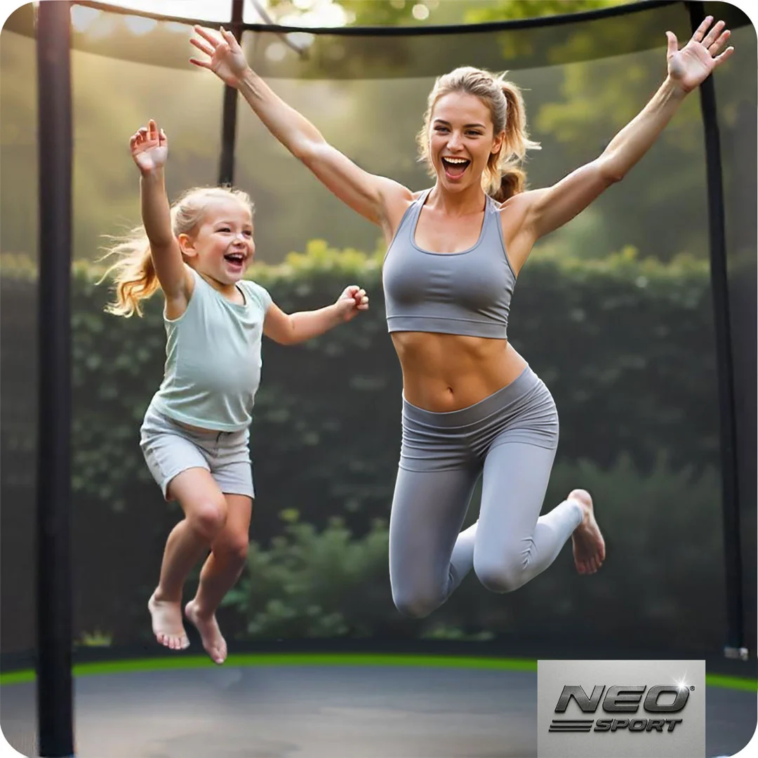 Vrtni trampolin Neo-Sport, Ø 465 cm (15 ft), vanjska mreža i ljestve, siva, var. NS-15Z231_5
