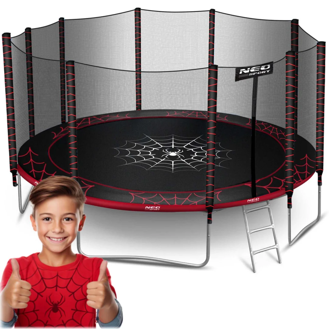 Vrtni trampolin Neo-Sport, Ø 465 cm (15 ft), vanjska mreža i ljestve, siva, var. NS-15Z241_1