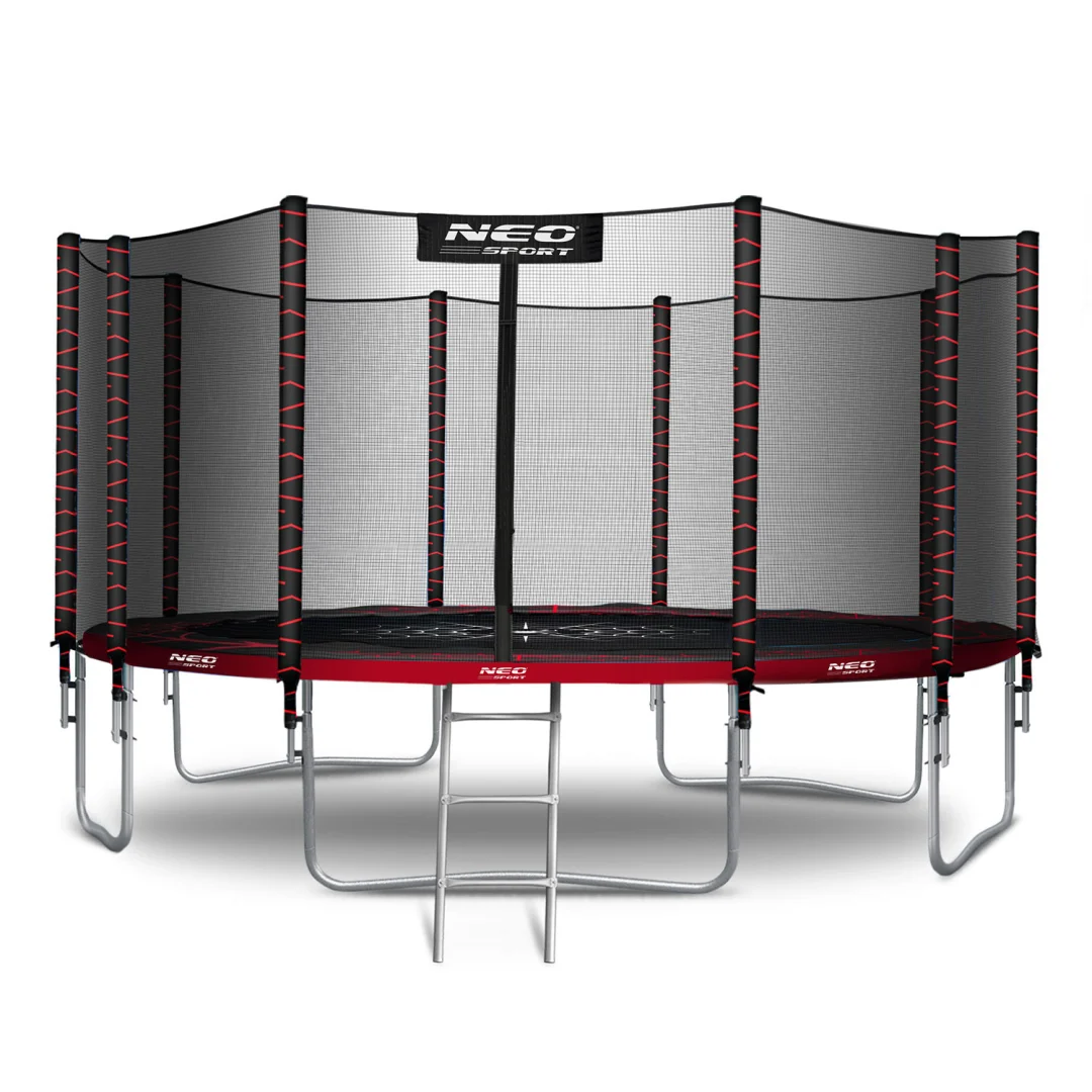Vrtni trampolin Neo-Sport, Ø 465 cm (15 ft), vanjska mreža i ljestve, siva, var. NS-15Z241_2