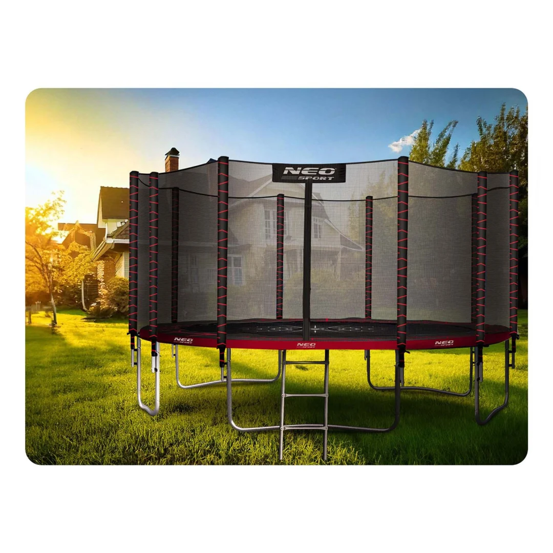 Vrtni trampolin Neo-Sport, Ø 465 cm (15 ft), vanjska mreža i ljestve, siva, var. NS-15Z241_4