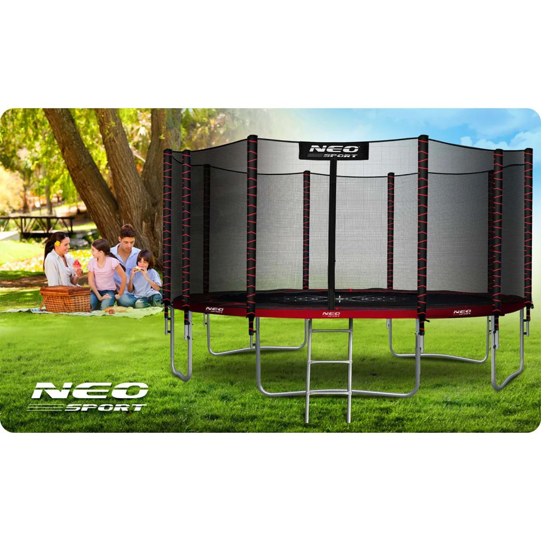 Vrtni trampolin Neo-Sport, Ø 465 cm (15 ft), vanjska mreža i ljestve, siva, var. NS-15Z241_7