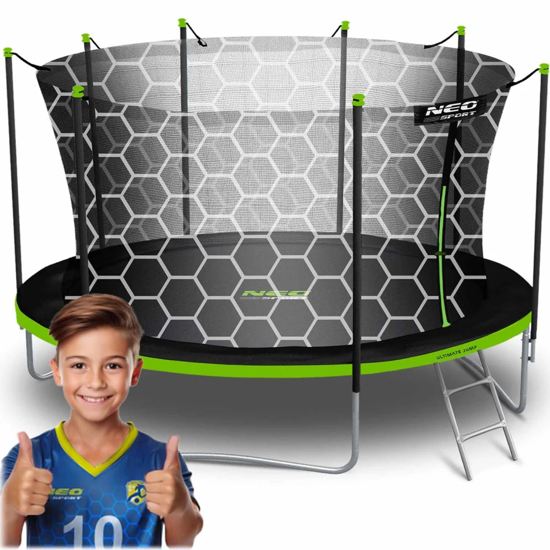 Vrtni trampolin Neo-Sport s unutarnjom mrežom i ljestvama, Ø 465 cm (15 stopa), siva, var. NS-15W231_1
