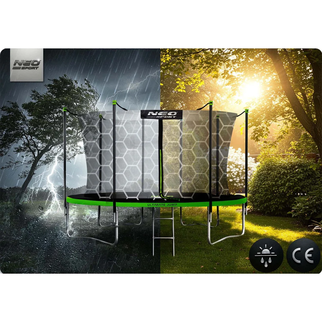 Vrtni trampolin Neo-Sport s unutarnjom mrežom i ljestvama, Ø 465 cm (15 stopa), siva, var. NS-15W231_10