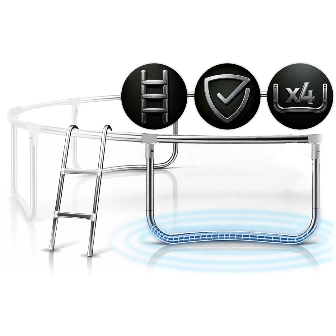 Vrtni trampolin Neo-Sport s unutarnjom mrežom i ljestvama, Ø 465 cm (15 stopa), siva, var. NS-15W231_11