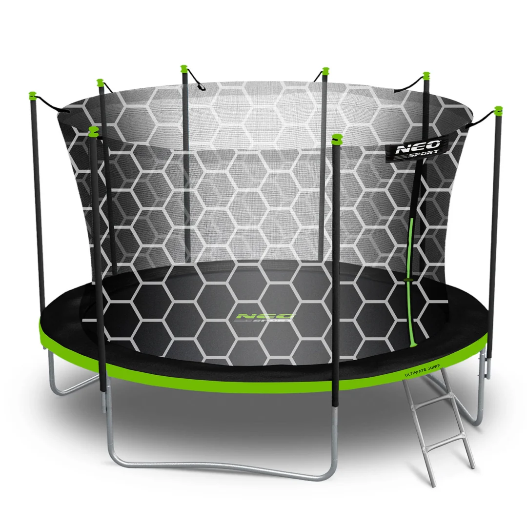 Vrtni trampolin Neo-Sport s unutarnjom mrežom i ljestvama, Ø 465 cm (15 stopa), siva, var. NS-15W231_5