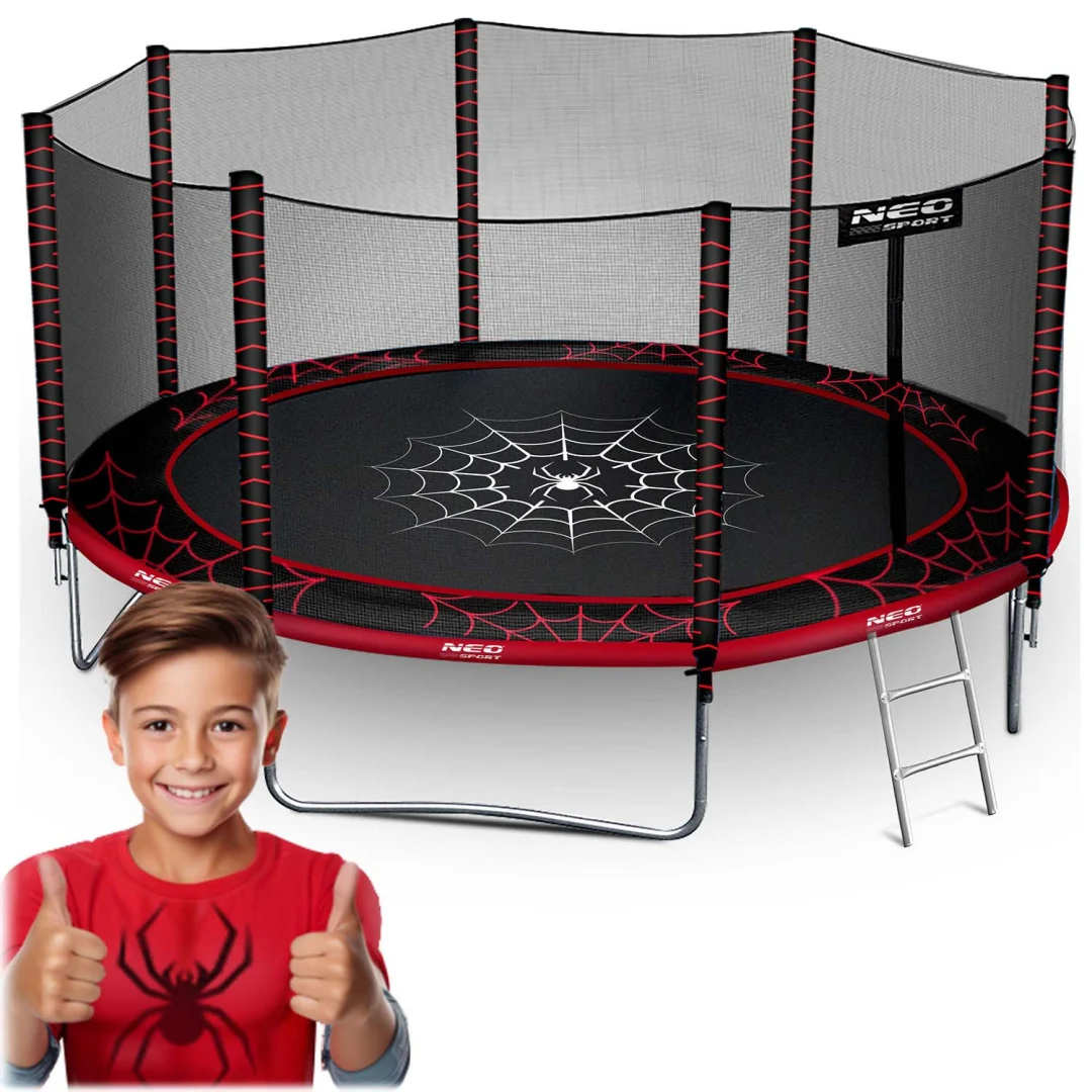 Vrtni trampolin Neo-Sport s vanjskom mrežom i ljestvama, Ø 404 cm (13 stopa), siva, var. NS-13Z241_1