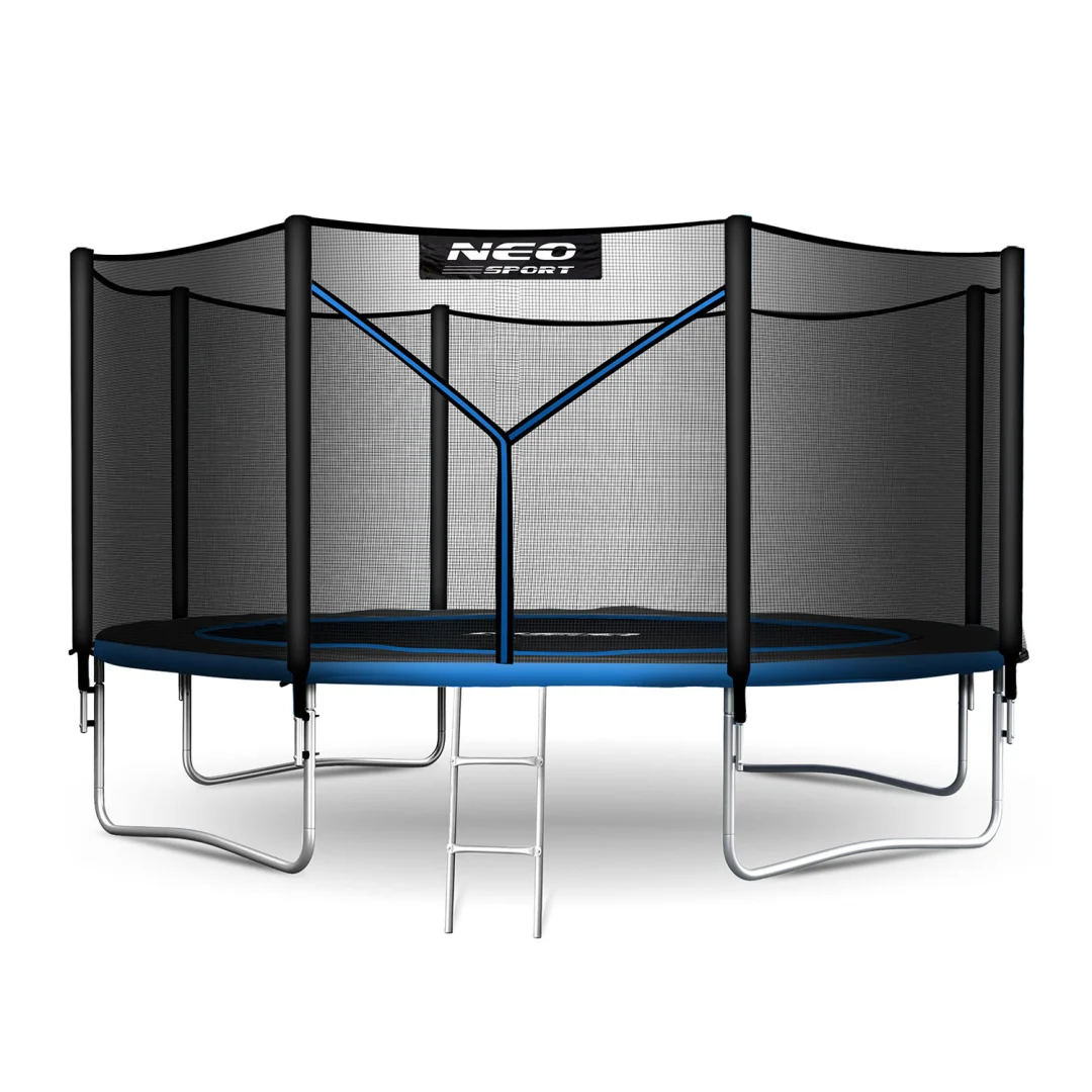 Vrtni trampolin Neo-Sport s vanjskom mrežom i ljestvama, Ø 404 cm (13 stopa), siva_1