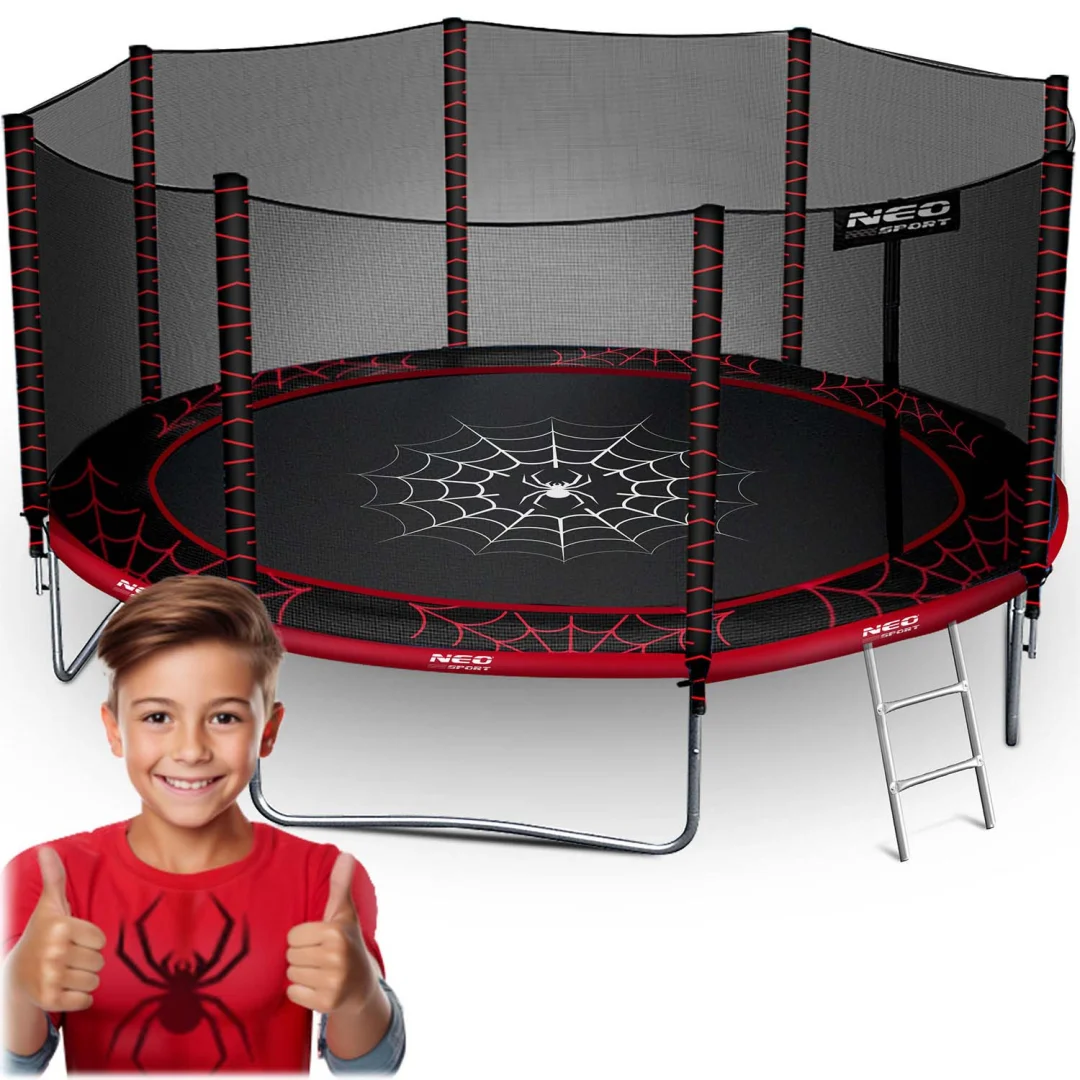 Vrtni trampolin Neo-Sport s vanjskom mrežom i ljestvama, Ø 435 cm (14 stopa), siva, var. NS-14Z241_1