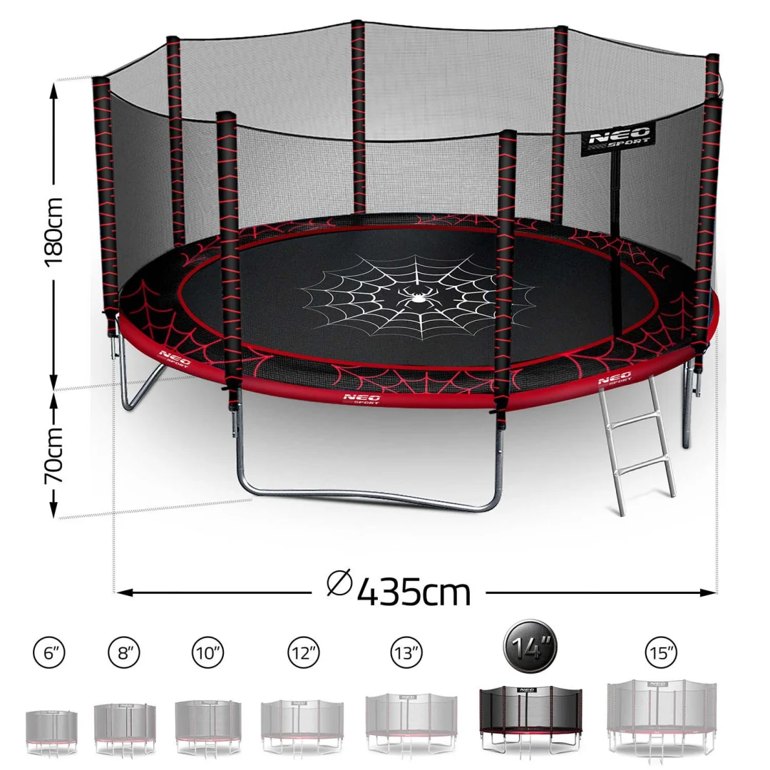 Vrtni trampolin Neo-Sport s vanjskom mrežom i ljestvama, Ø 435 cm (14 stopa), siva, var. NS-14Z241_10