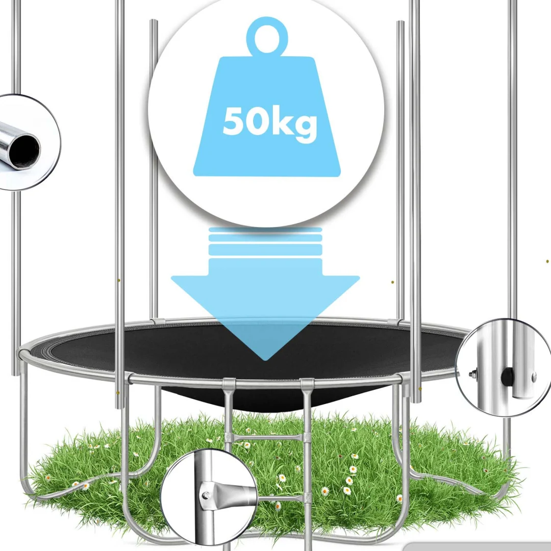 Vrtni trampolin Neo-Sport s vanjskom mrežom i ljestvama, Ø 435 cm (14 stopa), siva, var. NS-14Z241_12
