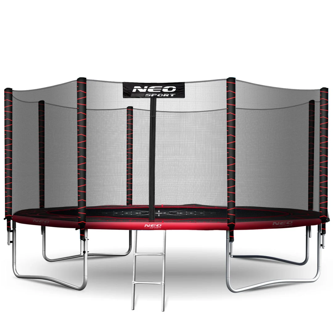 Vrtni trampolin Neo-Sport s vanjskom mrežom i ljestvama, Ø 435 cm (14 stopa), siva, var. NS-14Z241_4