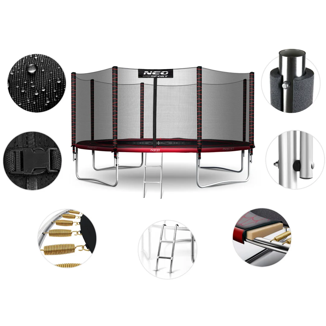 Vrtni trampolin Neo-Sport s vanjskom mrežom i ljestvama, Ø 435 cm (14 stopa), siva, var. NS-14Z241_5