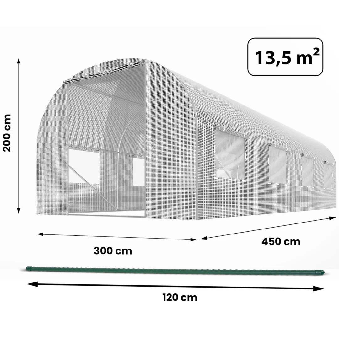 Vrtni tunel 3 x 4,5 m (13,5 m2) bijeli Plonos_4