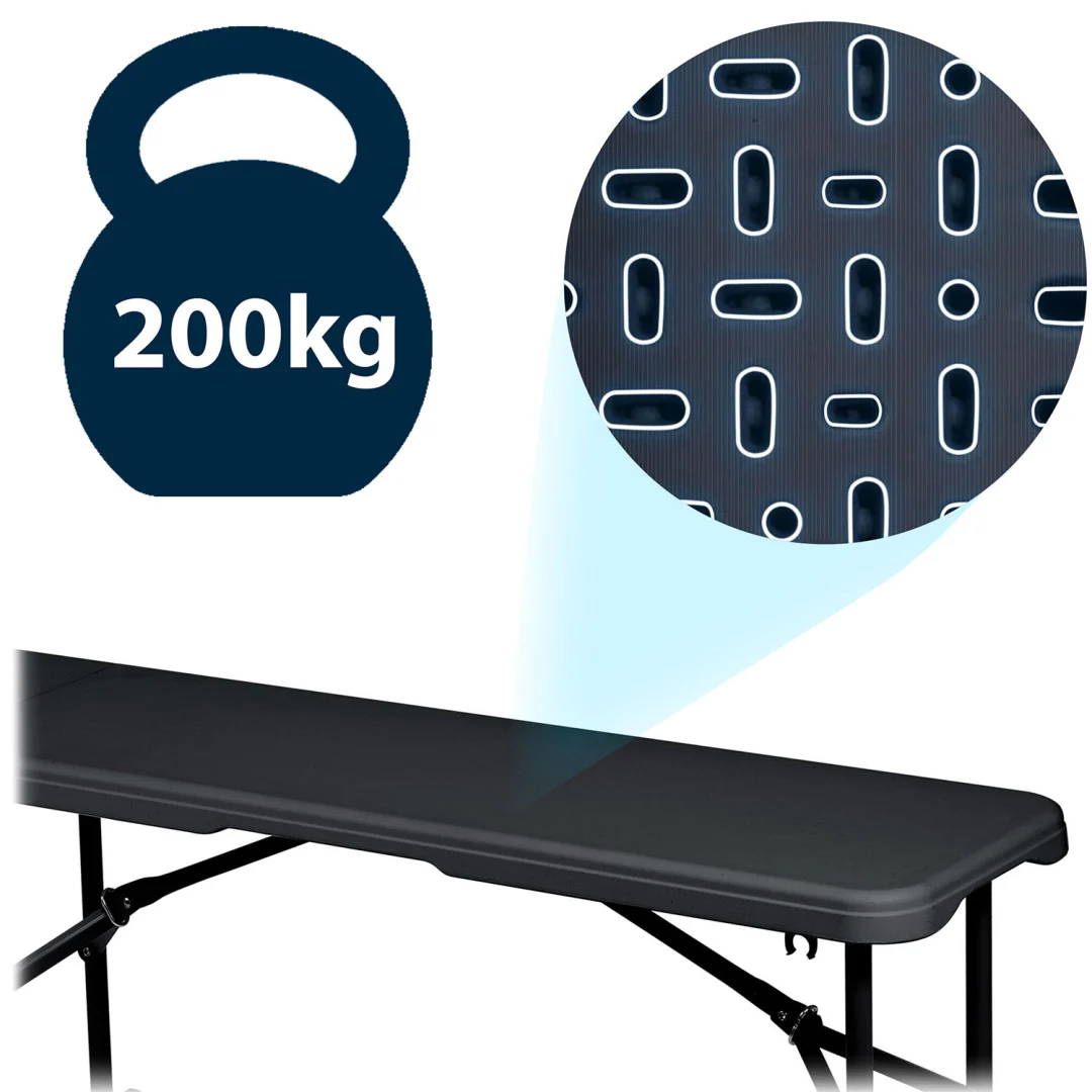 Vrtni ugostiteljski set Plonos, stol + 2 klupe, 180 cm, crni_10