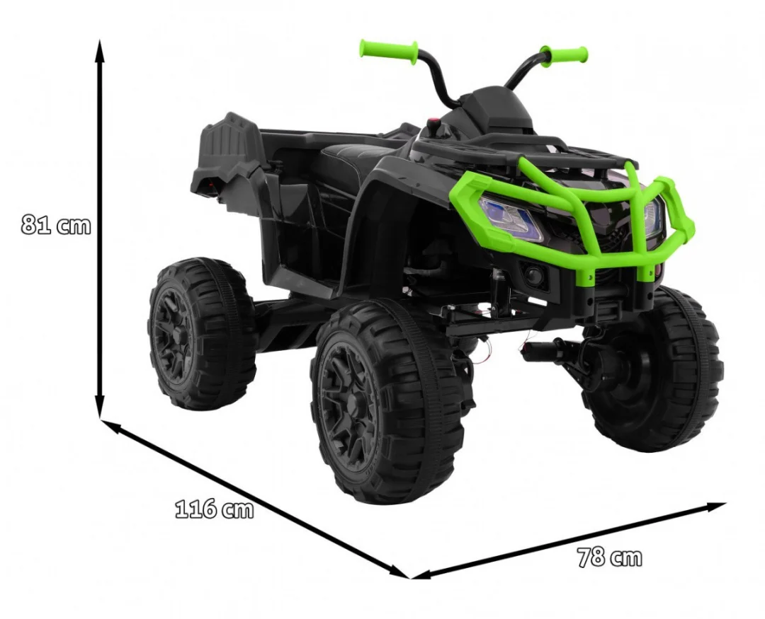 XL ATV Quad na baterije za djecu crno-zeleni + 4x4 pogon + nosač za prtljagu + spori start + EVA quad na akumulator_2