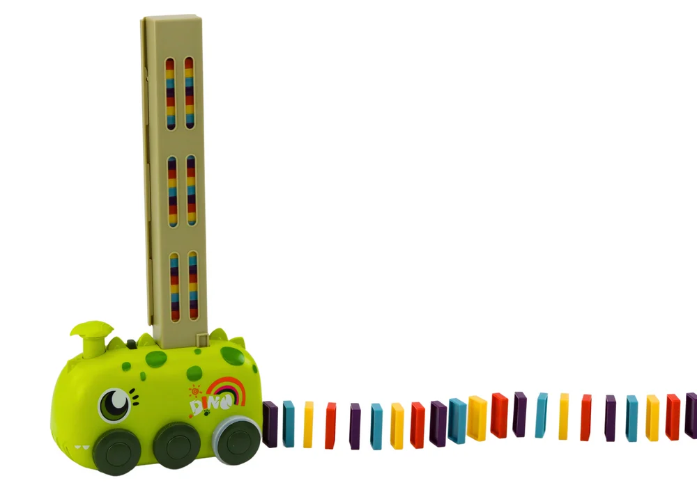 Zeleni automobil s dinosaurusom - set domina u 4 boje_2