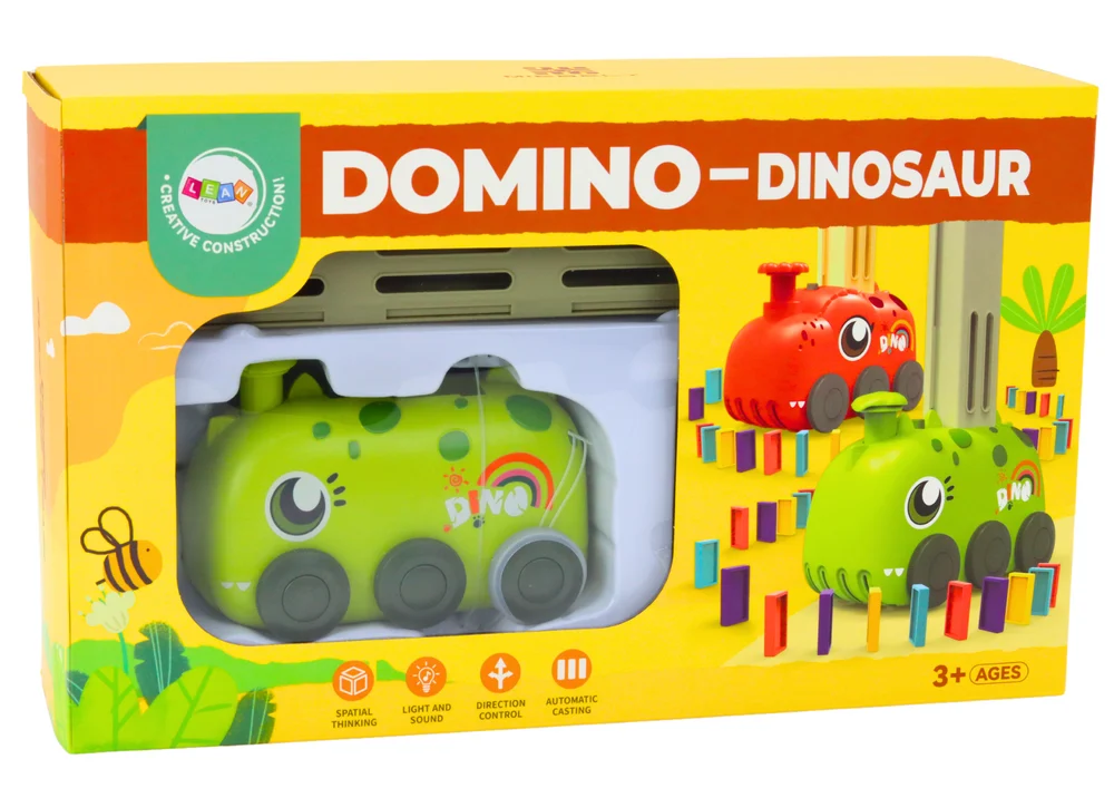 Zeleni automobil s dinosaurusom - set domina u 4 boje_5