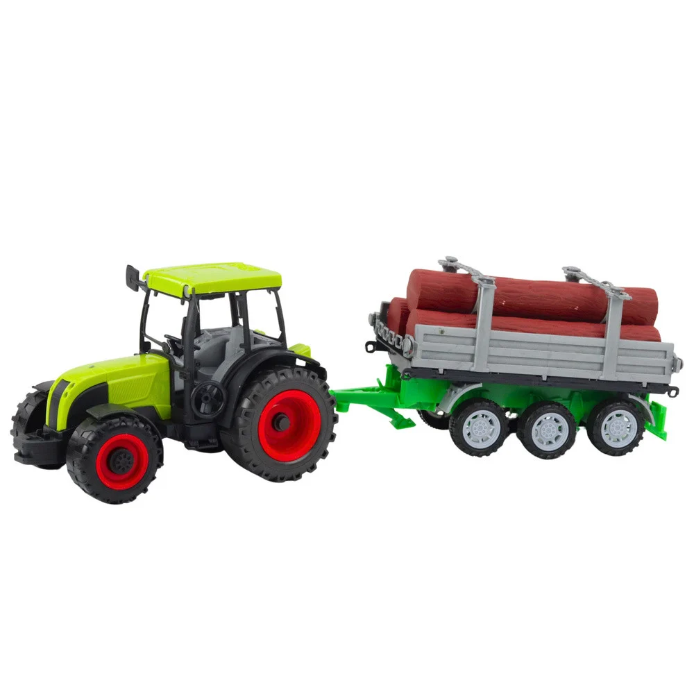Zeleni poljoprivredni traktor s prikolicom za trupce 47 cm_2