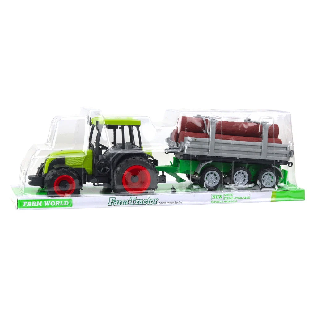 Zeleni poljoprivredni traktor s prikolicom za trupce 47 cm_5