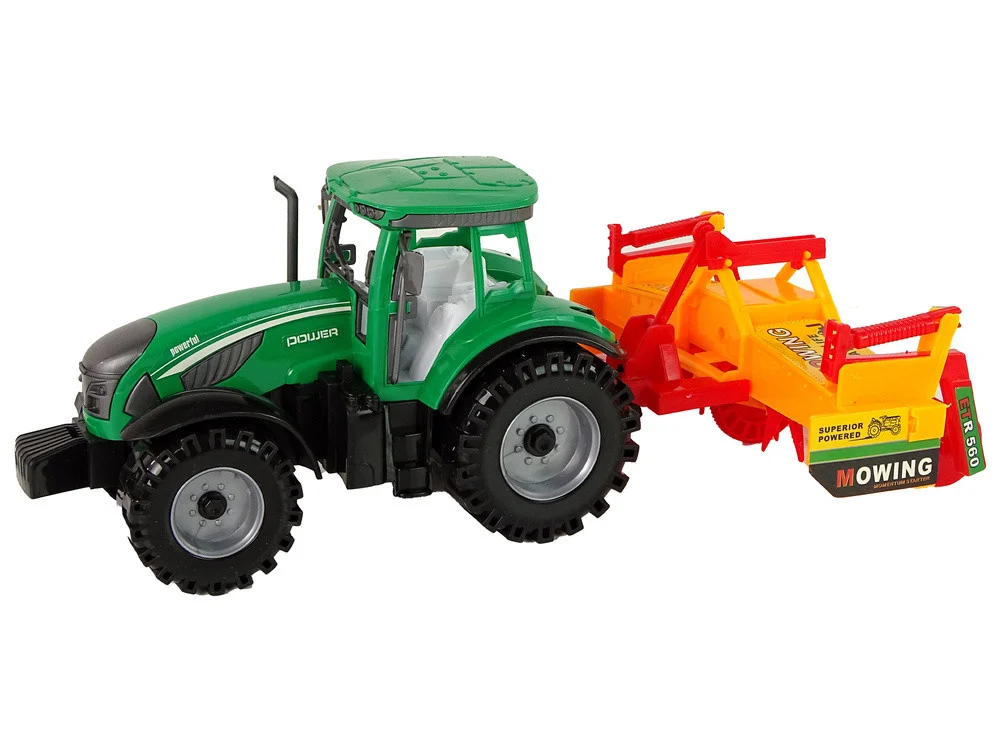 Zeleni traktor s narančastim kultivatorom za djecu_2