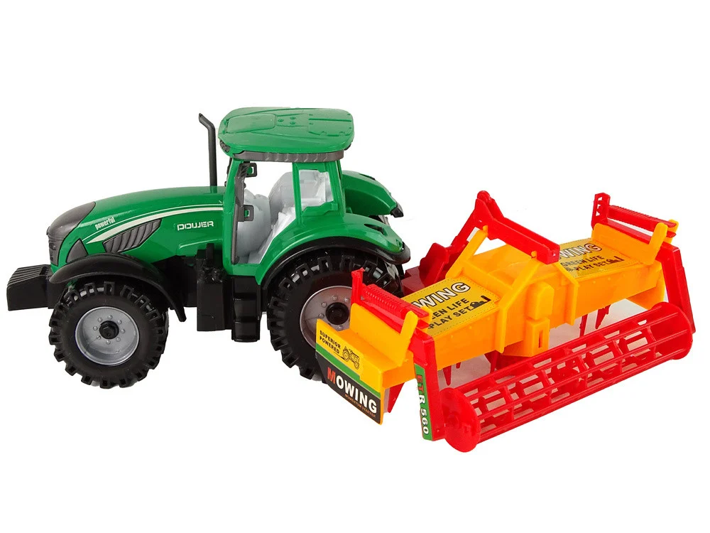 Zeleni traktor s narančastim kultivatorom za djecu_3