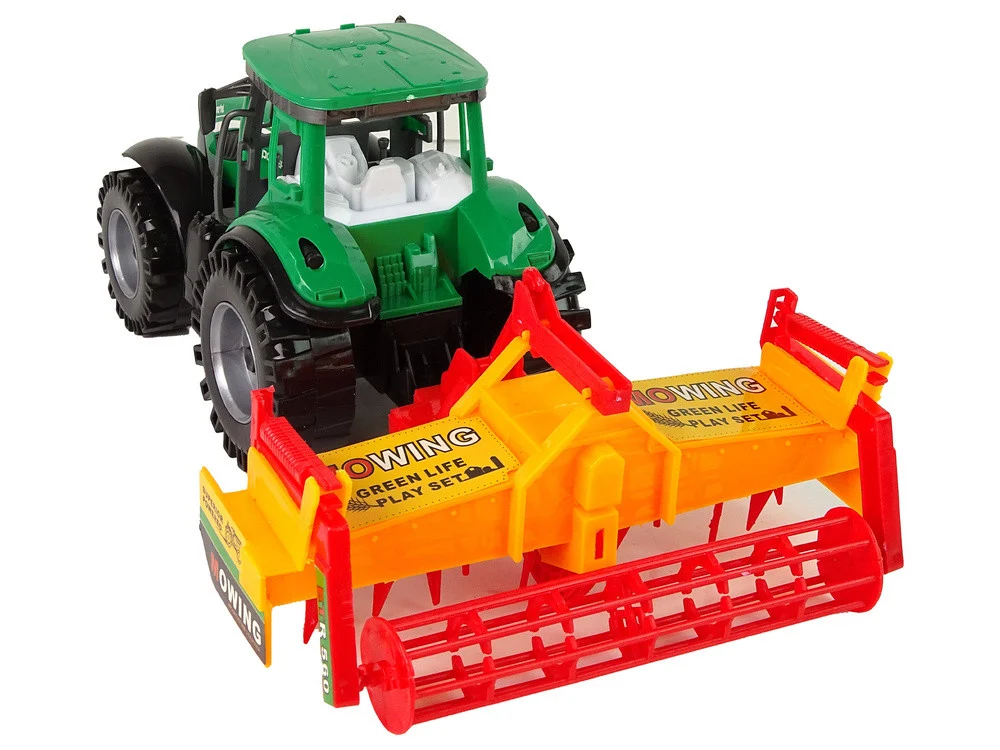 Zeleni traktor s narančastim kultivatorom za djecu_4