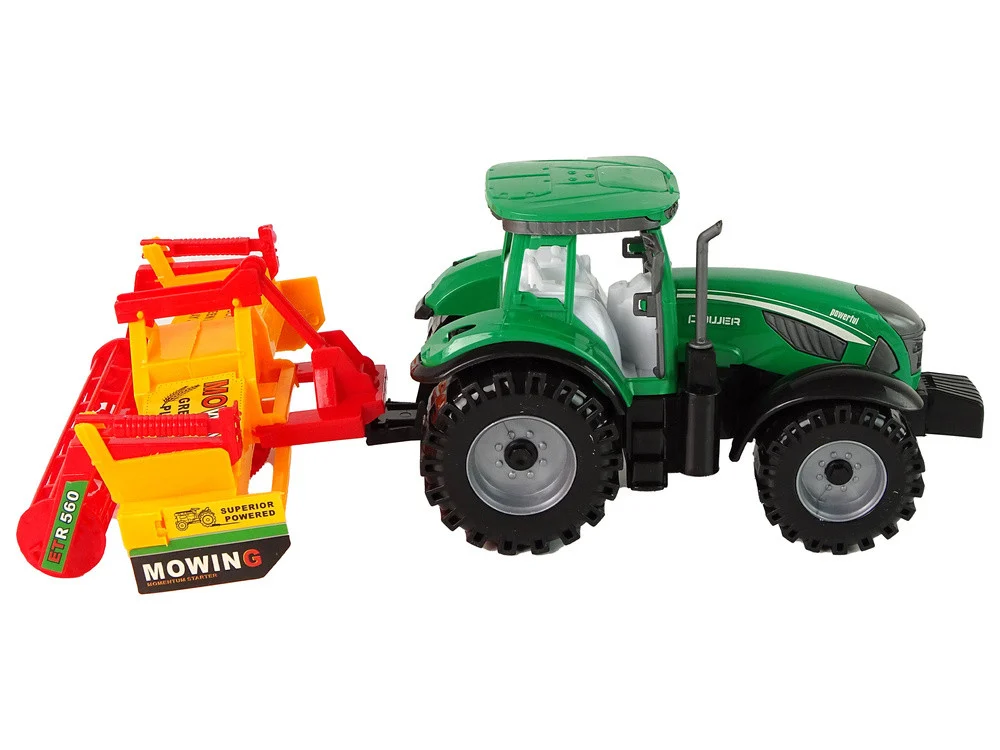 Zeleni traktor s narančastim kultivatorom za djecu_5