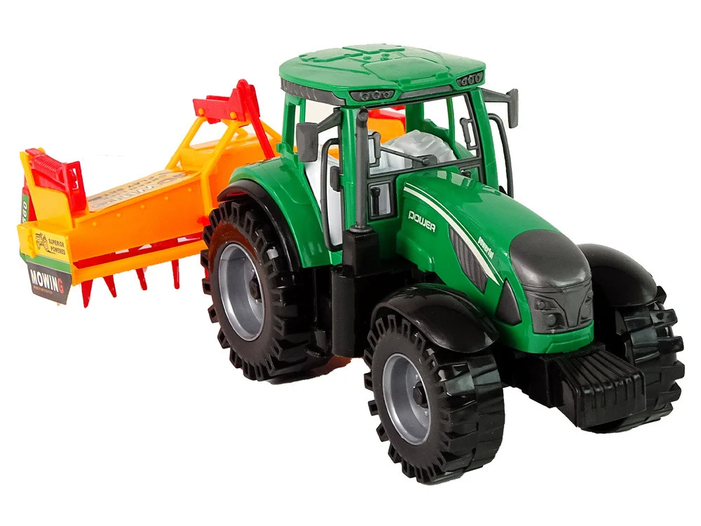 Zeleni traktor s narančastim kultivatorom za djecu_6